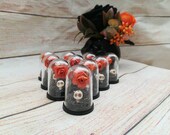 Halloween wedding favours, mini skull rose dome