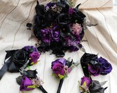 Black and purple gothic wedding bouquet