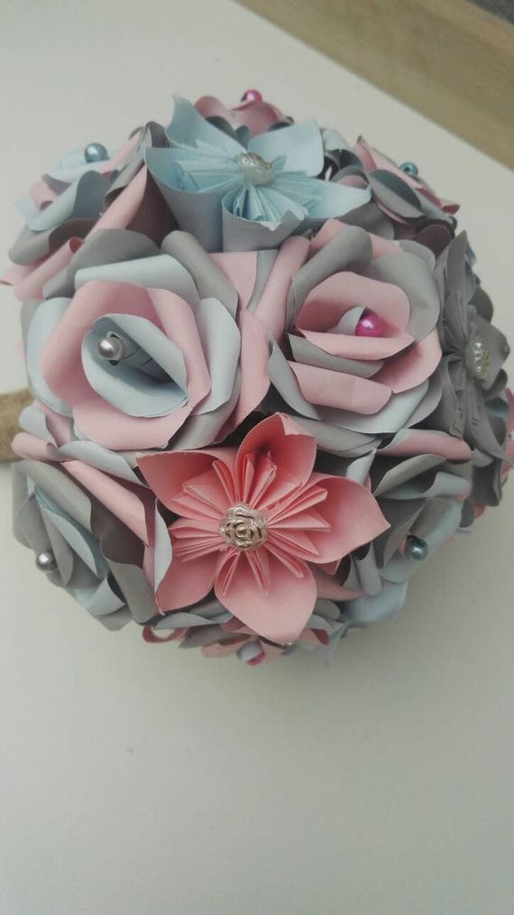Mariage Bouquet Fleurs En Papier Bouquet De Vintage Rose Et Gris Bouquet Pastel Bouquets Sur Mesure Disponibles Fleurs De Mariage Mariage