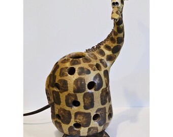 Vintage Studio Pottery Giraffe Accent Lamp Handcrafted Ceramic Animal Light 8.5"