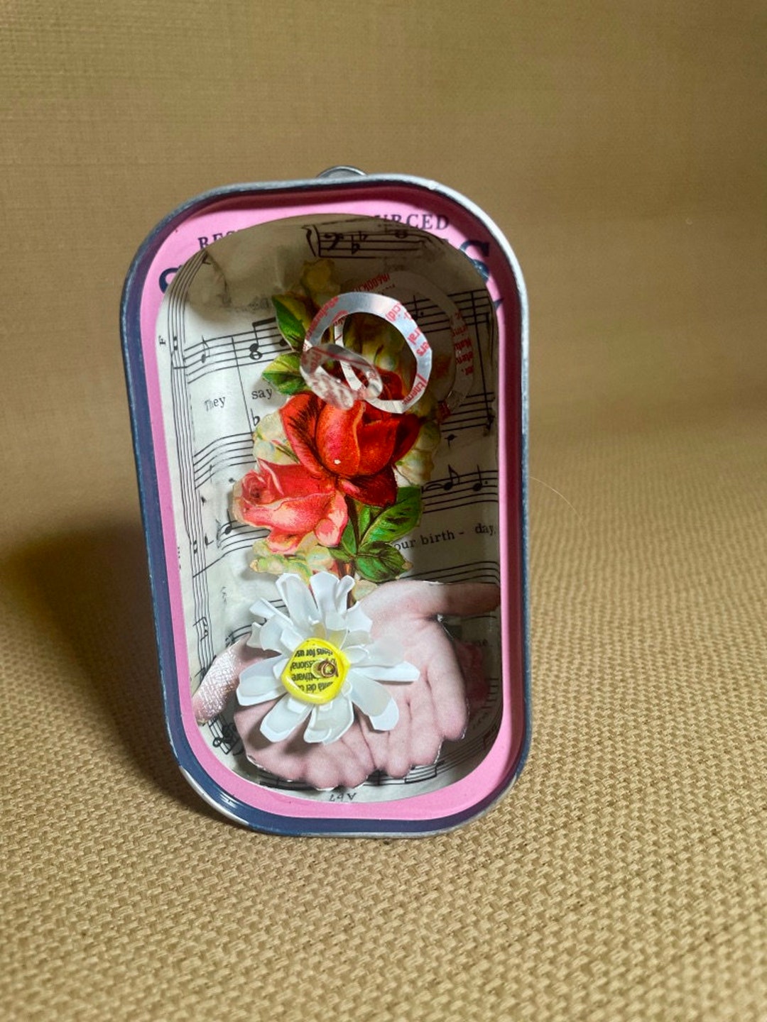 Saying in With Flowers in a Sardine Can Etsy