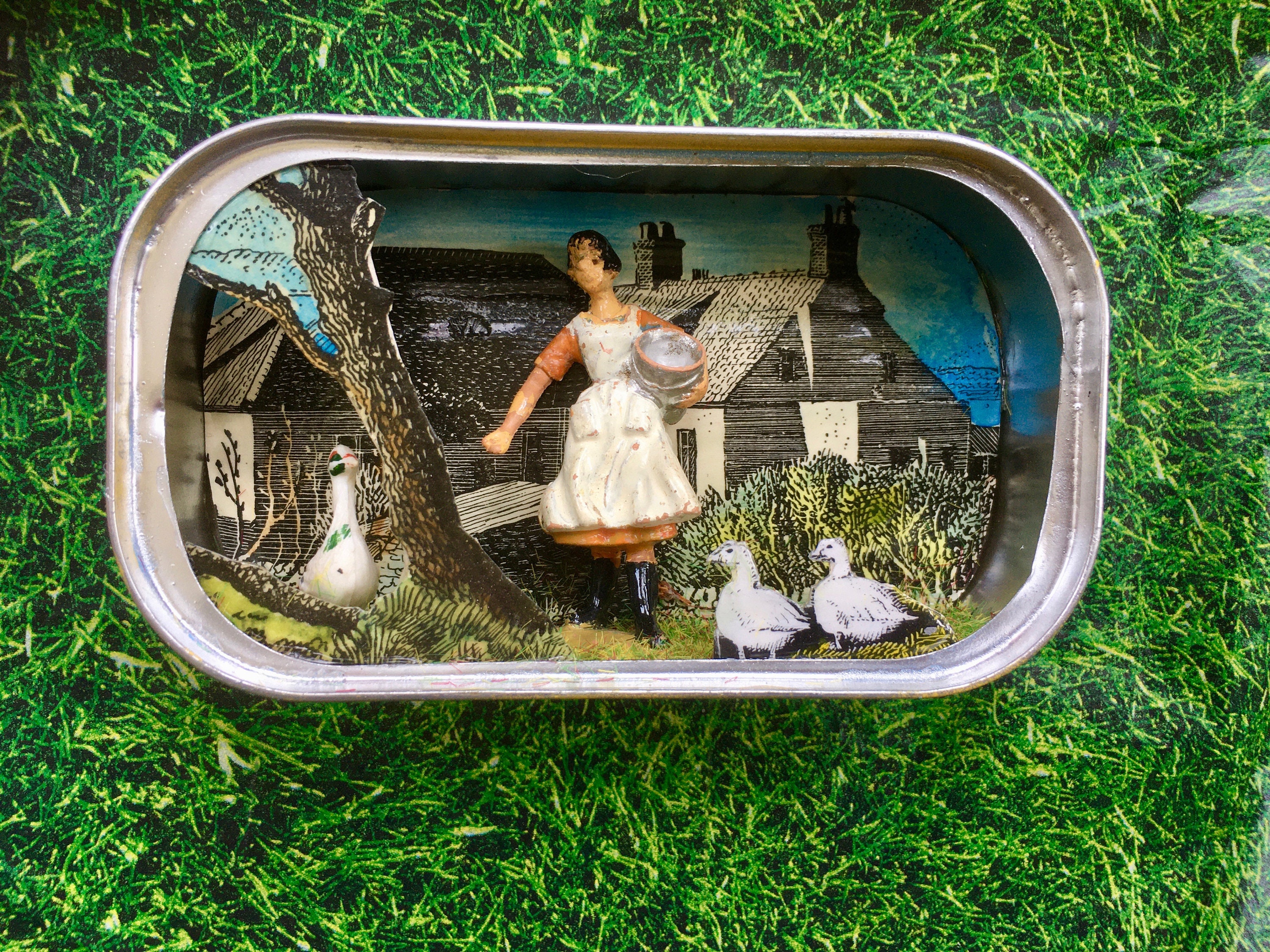 Political artwork Shadow box art altered tin assemblage NHS rainbow Found object art Framed home decor Quirky home decor