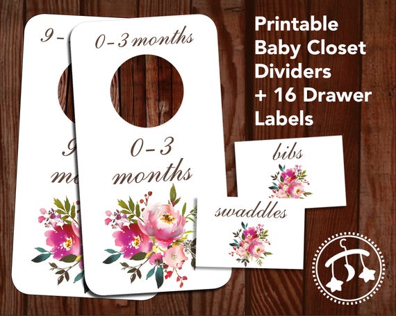 Floral Printable Nursery Closet Dividers Printable Nursery Etsy