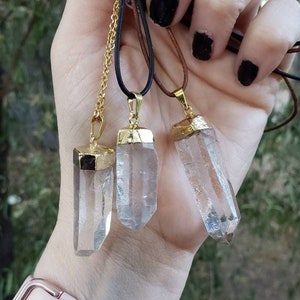 Clear Quartz Crystal Point Raw Pendant Necklace - Energy Balancing - Meditation Necklace- Positive Energy - Minimalist Jewelry