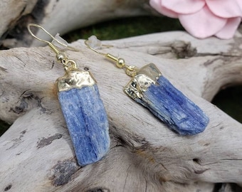 /'well worn jeans/' Blue kyanite and textured sterling silver earrings