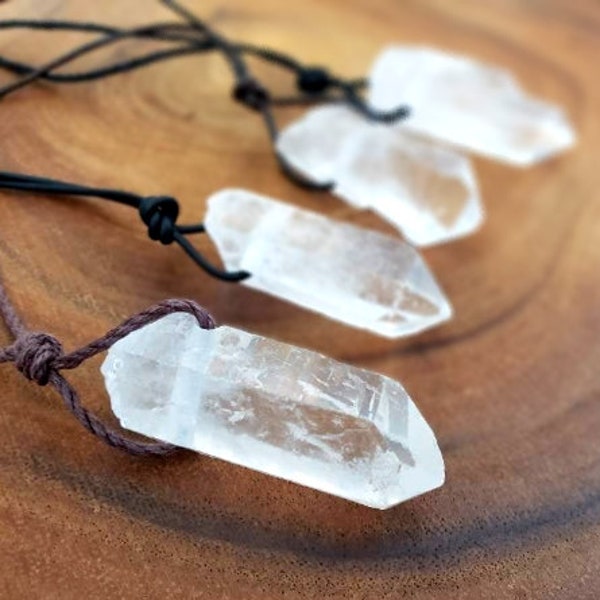 Large Raw Clear Quartz Crystal Point Pendant Necklace - Mediation Necklace - Minimalist Necklace - Energy Clearing - Raw Stone Necklace