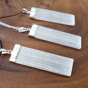 Selenite Black Cord Necklace