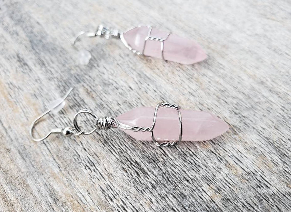 rose quartz dangle earrings rose quartz dangle earrings