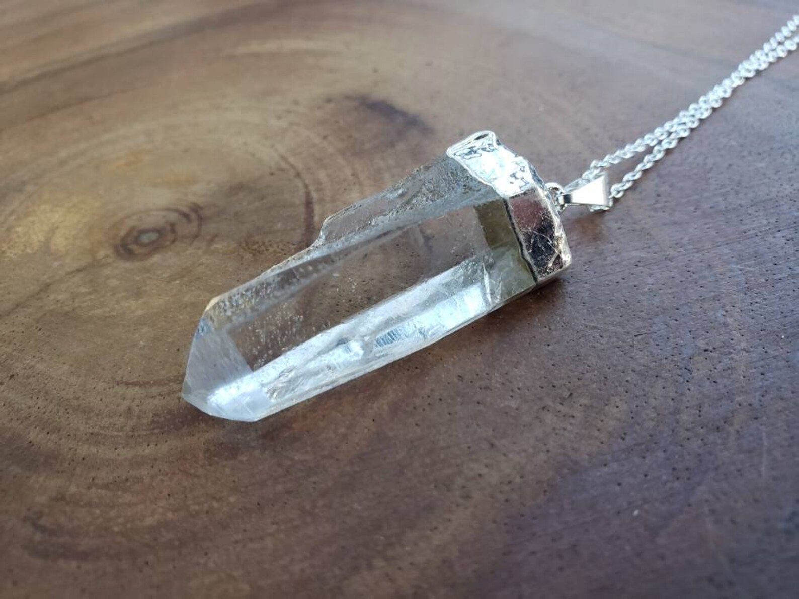 Quartz Crystal Necklace Raw Clear Quartz Pendant Minimal Etsy