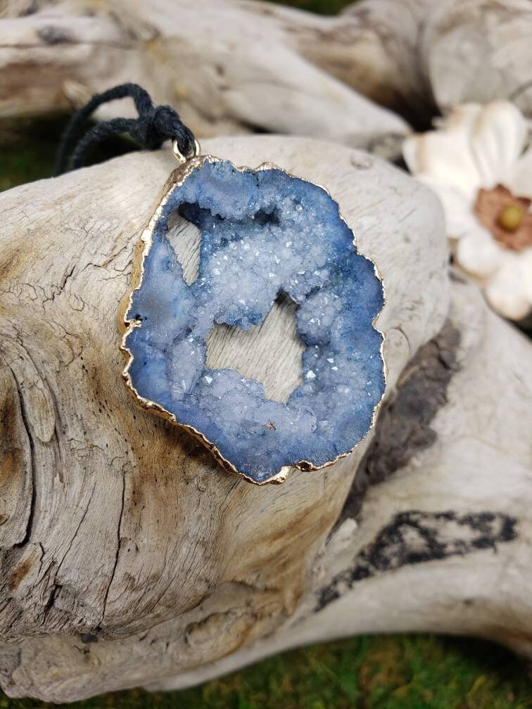 Blue Crystal Pendant Necklace - Layering Soothing Calming Necklace - …