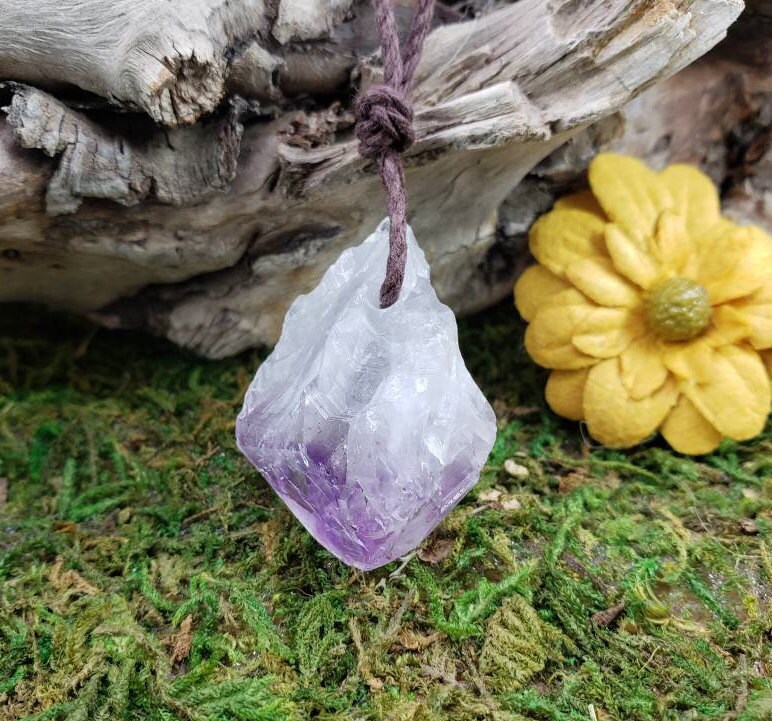 Raw Amethyst Crystal Pendant Necklace February Birthstone Valentines Gift Point Purple Gemstone - Raw Amethyst Pendant Canada