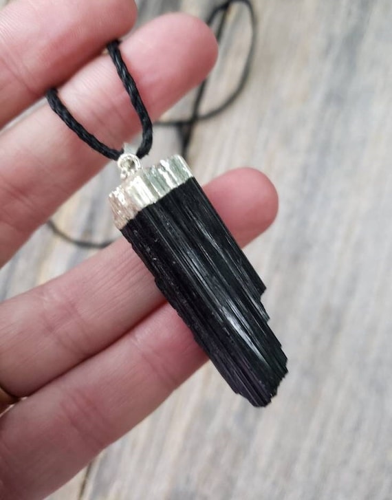 MeldedMind 15in Black Tourmaline Crystal with Adjustable Black Rope Necklace  151 - Melded Mind Metaphysical