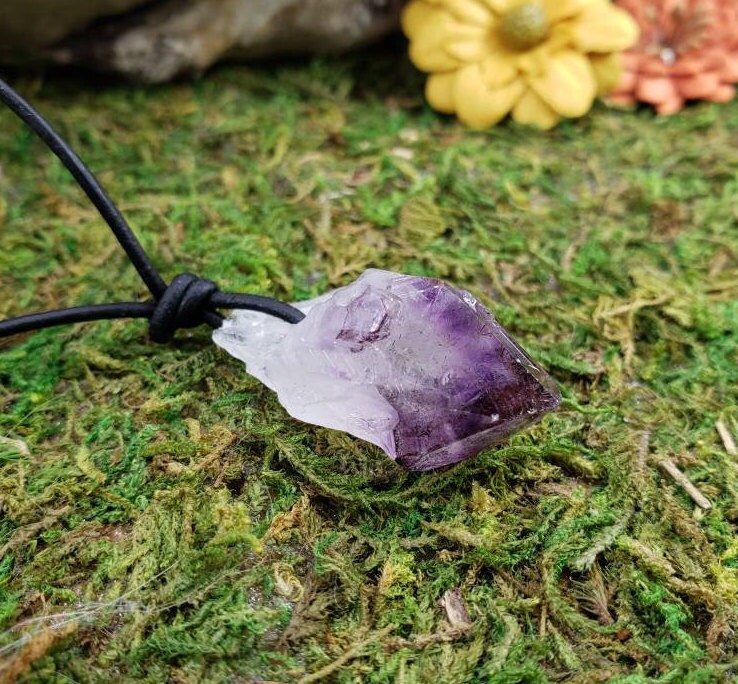 Raw Amethyst Crystal Pendant Necklace February Birthstone Valentines Gift Point Purple Gemstone - Raw Amethyst Pendant Canada