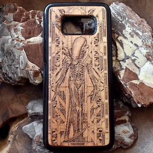 Laser Engraved Wood Phone Case iPhone 13, 14, 15, 16, Samsung S21 22, 23, 24, 25 and others, Sci-Fi