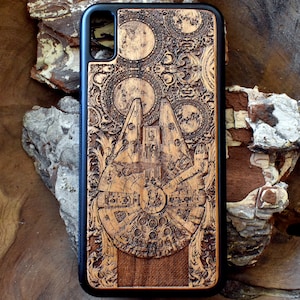 Laser engraved wood phone case for iPhone 13, 14, 15, 16, Samsung S21, 22, 23, 24, 25 and others, SciFi