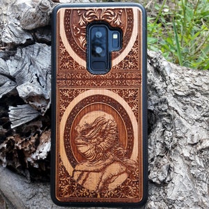 Laser engraved wood phone case for iPhone 13, 14, 15, 16, Samsung S21, 22, 23, 24, 25 and others, Creature From the Black Lagoon