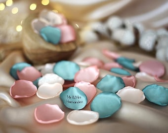 Personalized Petals Eucalyptus, Blush, Ivory, Rose Gold Petals Wedding Decor Flower Girl Petals Bridal Shower Decor Dusty Rose Petals