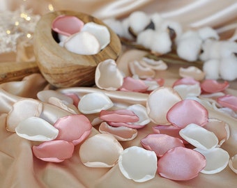 Personalized Rose Petals, Rose Gold, Champagne, Ivory Petals Dusty Rose Wedding Decor Flower Girl Petals Bridal Shower Decor Petal Toss
