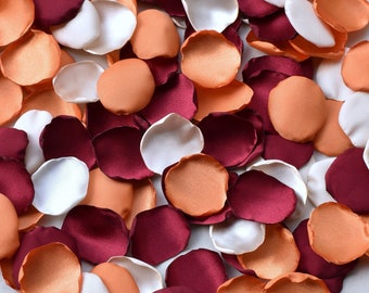 Burnt Orange, Burgundy, Champagne Rose Petals Fall Wedding Decor Flower Girl Petals Aisle Runner Decor Bridal Shower Decor Autumn Decor