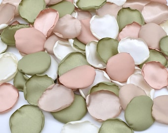 Petali verde salvia, petali rosa antico, petali tortora chiaro, petali avorio Decorazioni per matrimoni verdi Petali per damigelle Decorazioni per matrimoni color salvia