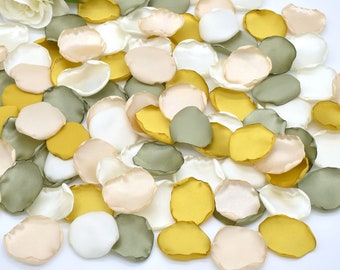 Mustard Petals, Sage Green Petals, Champagne, Ivory Petals Mustard Wedding Decor Fall Wedding Decor Flower Girl Petals Sage Wedding Decor