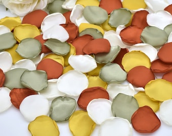 Terracotta Petals, Mustard, Sage Green, Ivory Petals Mustard Wedding Decor Fall Wedding Decor Flower Girl Petals Terracotta Wedding Decor