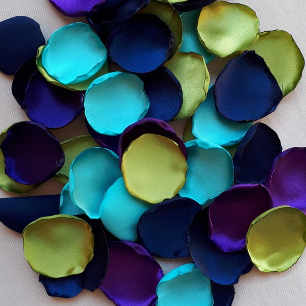 Deep Purple Royal Blue Green Turquoise Petals Dusty Blue Wedding Flower Girl Petals Aisle Decor Blue Rose Petals Wedding Reception Tabletop