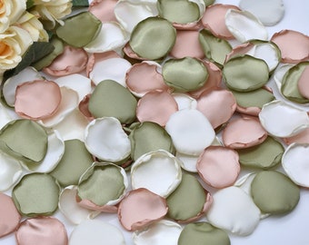 Petali di rosa verde salvia, petali di rosa polverosi, petali avorio, decorazioni per matrimoni verdi, petali per damigelle, matrimonio verde salvia, matrimonio polveroso