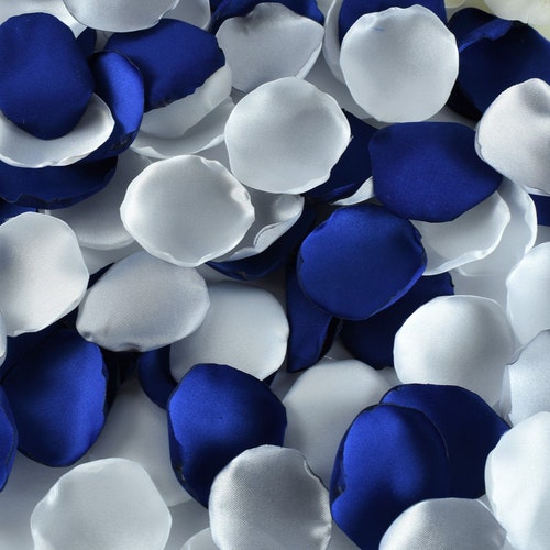 Royal Blue Rose Petals White Rose Petals Silver Flower Etsy