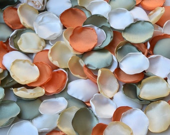 Sage Green, Burnt Orange, Light Gold, Ivory Rose Petals Wedding Decorations Fall Wedding Decor Flower Girl Petals Summer Wedding Decor
