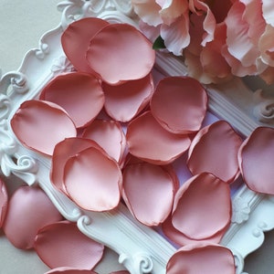 Rose Gold Handmade Satin Rose Petals Flower Girl Petals Rose Gold Wedding Decoration Party Decor Aisle Decoration Bridal Shower Baby Shower