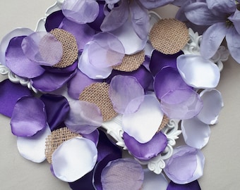 Eggplant Rose Petals, White Flower Petals, Purple Rose Petals, Burlap, Tulle Petals Wedding Decoration Aisle Decoration Bridal Shower Decor