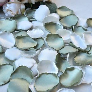 Sage Green Rose Petals, Ivory Rose Petals | Sage Green Wedding Decorations Boho Wedding Decor Flower Girl Petals Sage Decor Greenery Decor