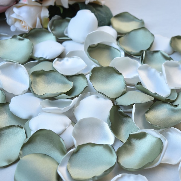 Sage Green Rose Petals, Ivory Rose Petals | Sage Green Wedding Decorations Boho Wedding Decor Flower Girl Petals Sage Decor Greenery Decor