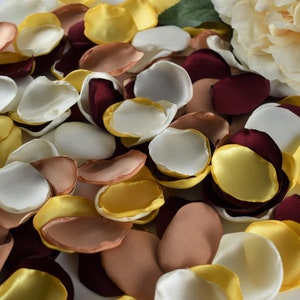 Burgundy Rose Petals, Bronze Flower Petals, Marigold Yellow Flower Petals, Ivory Petals Wedding Decor Flower Girl Petals Bridal Shower Decor