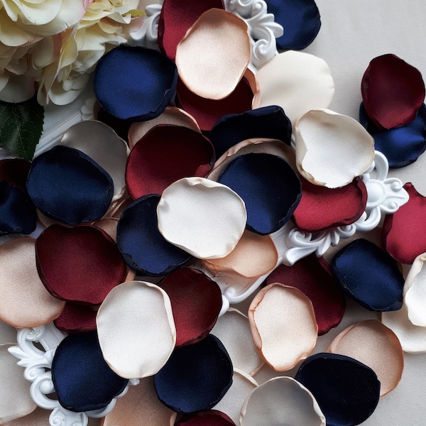 Burgundy  Ivory Rose Petals Champagne Navy Blue Handmade Petals Wedding Decoration Party Decoration Aisle Decoration Bridal Shower Decor