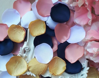 Rose Gold, Navy Blue, Gold, White Rose Petals Wedding Decoration Flower Petals Bridal Shower Decoration Party, Table Decoration Flower Girl