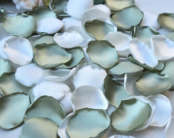 Sage Green Rose Petals, Ivory Rose Petals | Sage Green Wedding Decorations Boho Wedding Decor Flower Girl Petals Sage Decor Greenery Decor