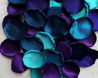 Halloween Spooky Ghost Scary Night Purple, Dark Purple, Dark Blue & Azure Blue Satin Rose Petals Halloween Party Supply Petals Table decor