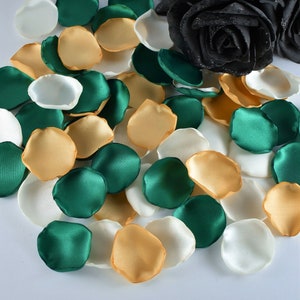 Emerald Green Rose Petals, Gold Flower Petals, Ivory Petals African Wedding Decor Gold and Green African Decor Flower Girl Petals Petal Toss