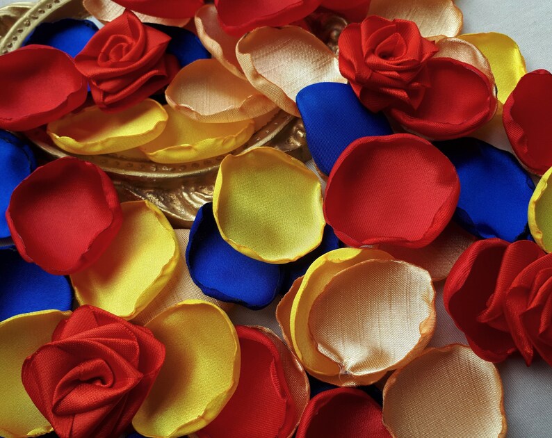Beauty And The Beast Disney Yellow Blue Gold Red Rose Petals Disney Wedding Decor Disney Birthday Party Disney Party Table
