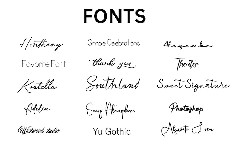 a bunch of different types of font on a white background