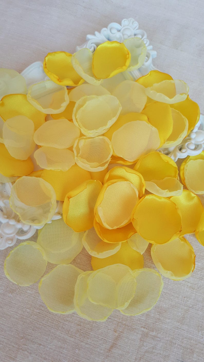 Yellow Satin & Yellow Marquisette Rose Petals Mix Sunflower | Etsy