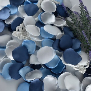 Steel Blue Rose Petals, Sky Blue, Silver, White Rose Petals Wedding Decor Flower Girl Basket Bridal Shower Decor Steel Blue Wedding Decor image 5