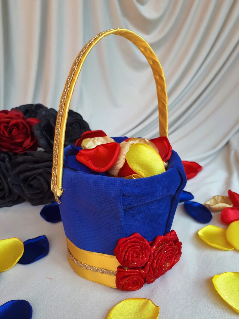 Beauty And The Beast Flower Girl Basket Royal Blue Wedding Etsy