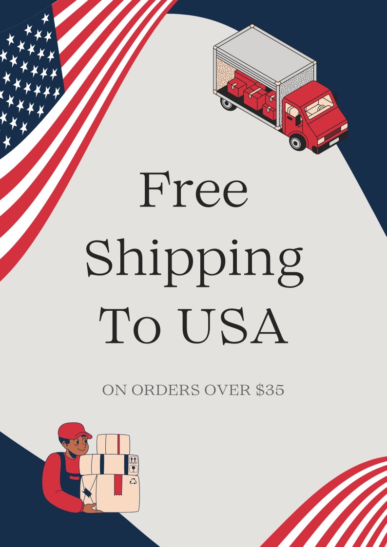 a red truck and a white truck with the words free shipping to usa on it