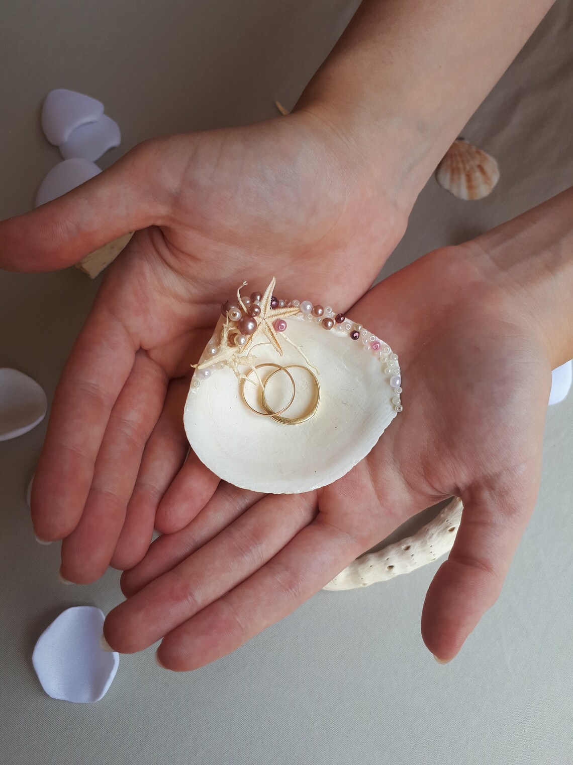 Shell Ring Holder Wedding Ring Holder Seashell Bearer Etsy