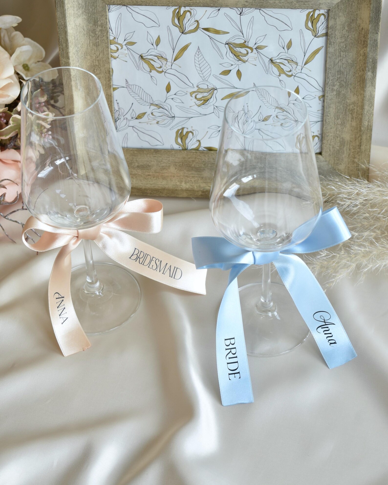 Personalized Wine Glass Ribbon | Custom Champagne Glass Ribbon ...