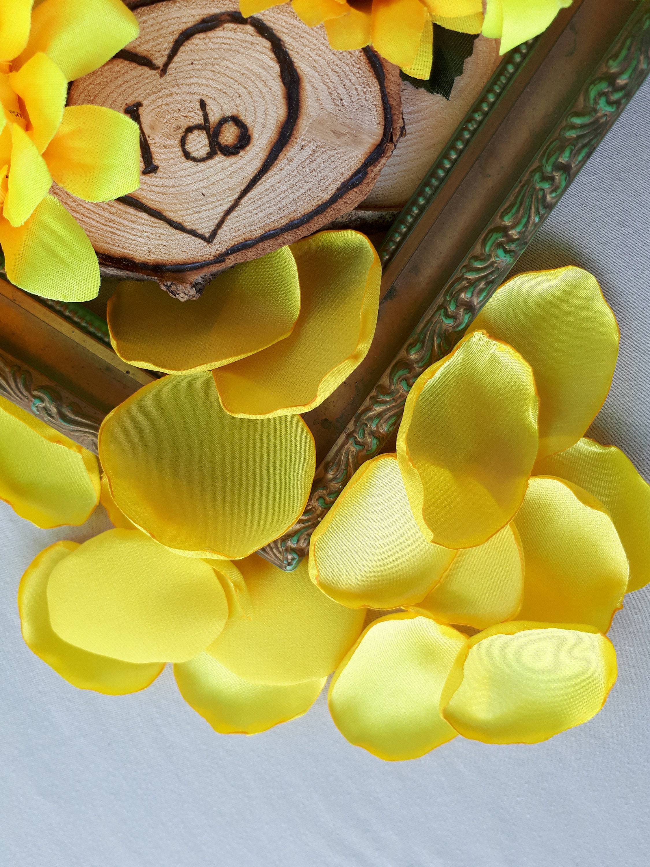 Yellow Handmade Satin Rose Petal Sunflower Petals Yellow Party Decor ...