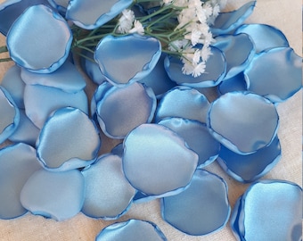 Sky Blue Satin Petals Romantic Wedding Decor Table Topper Handmade Rose Petals Basket Girl Party Decor Bridal Shower Home Deco Rustic Toss